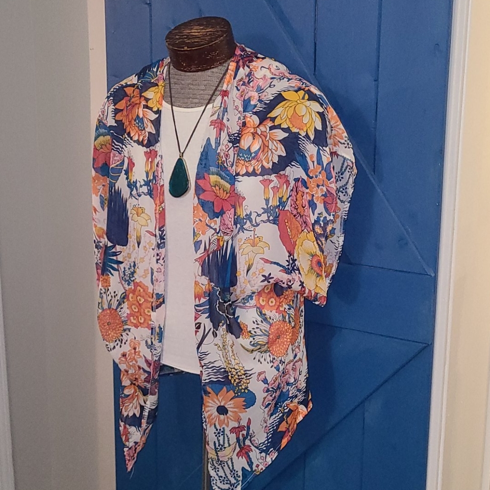 Kimono sheer cover up bright colors